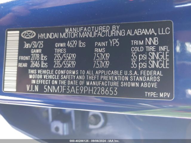 Photo 8 VIN: 5NMJF3AE9PH228653 - HYUNDAI TUCSON 