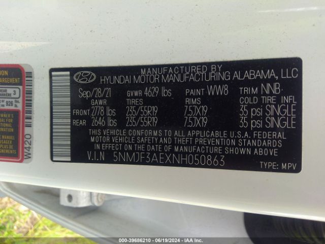 Photo 8 VIN: 5NMJF3AEXNH050863 - HYUNDAI TUCSON 