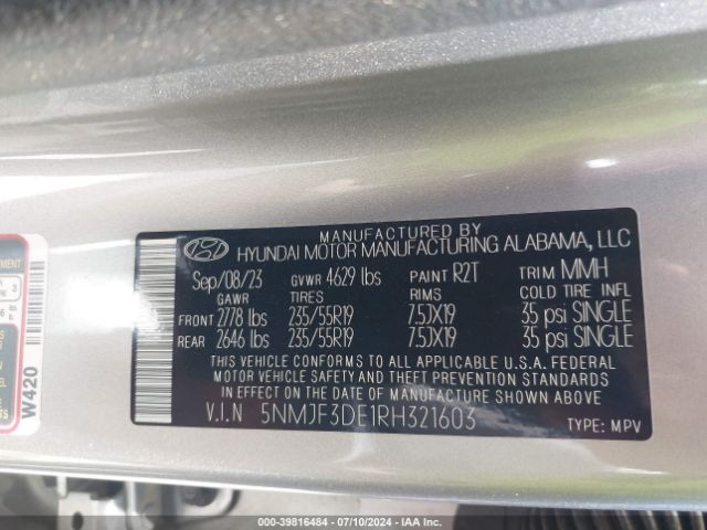 Photo 8 VIN: 5NMJF3DE1RH321603 - HYUNDAI TUCSON 