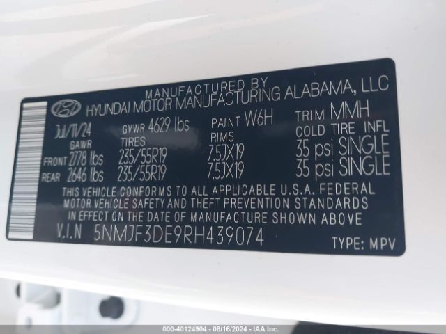 Photo 8 VIN: 5NMJF3DE9RH439074 - HYUNDAI TUCSON 