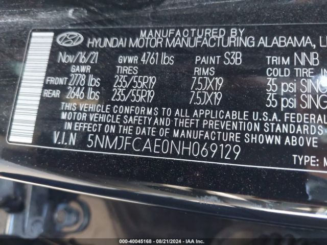 Photo 8 VIN: 5NMJFCAE0NH069129 - HYUNDAI TUCSON 