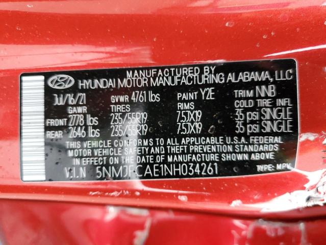 Photo 13 VIN: 5NMJFCAE1NH034261 - HYUNDAI TUCSON SEL 