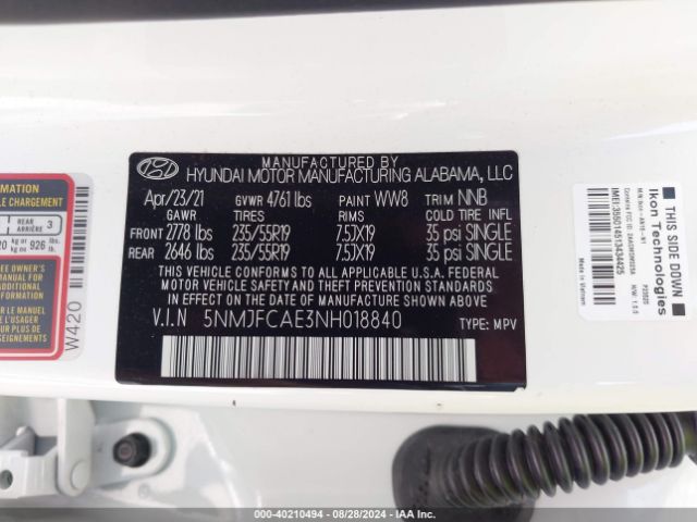 Photo 8 VIN: 5NMJFCAE3NH018840 - HYUNDAI TUCSON 