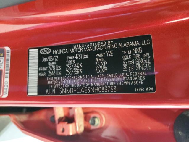 Photo 12 VIN: 5NMJFCAE3NH083753 - HYUNDAI TUCSON SEL 