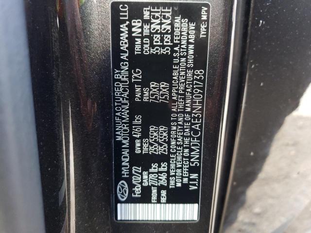 Photo 9 VIN: 5NMJFCAE3NH091738 - HYUNDAI TUCSON SEL 