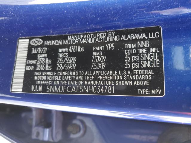 Photo 12 VIN: 5NMJFCAE5NH034781 - HYUNDAI TUCSON SEL 