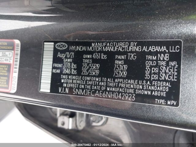 Photo 8 VIN: 5NMJFCAE6NH042923 - HYUNDAI TUCSON 