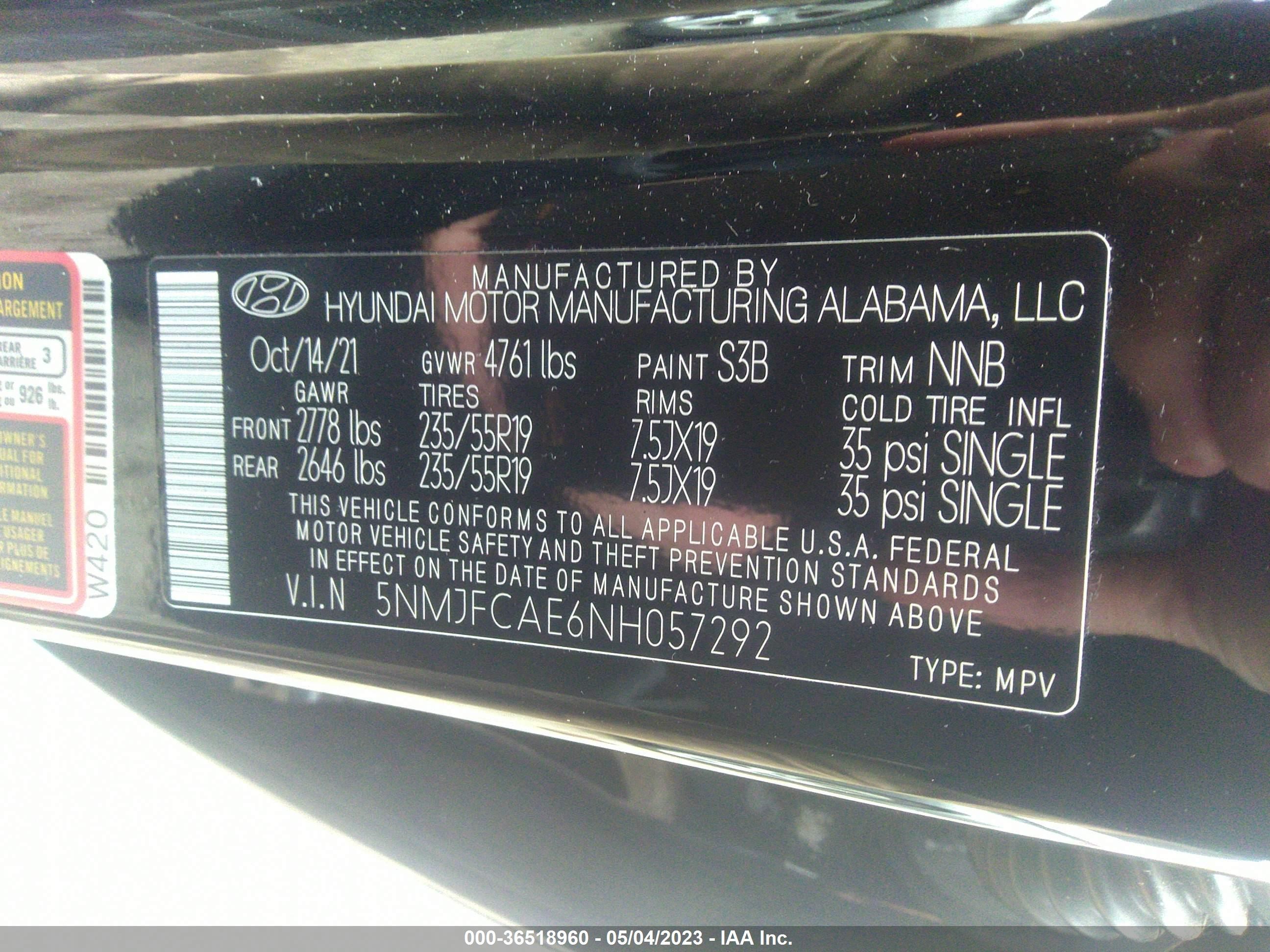 Photo 8 VIN: 5NMJFCAE6NH057292 - HYUNDAI TUCSON 