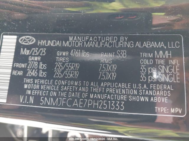 Photo 8 VIN: 5NMJFCAE7PH251333 - HYUNDAI TUCSON 