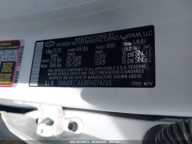 Photo 8 VIN: 5NMJFCAE8PH274765 - HYUNDAI TUCSON 