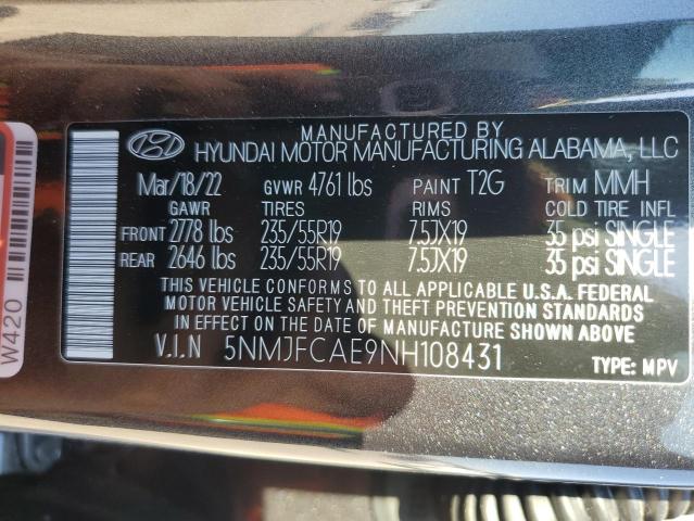 Photo 9 VIN: 5NMJFCAE9NH108431 - HYUNDAI TUCSON SEL 