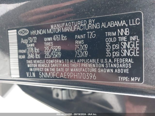 Photo 8 VIN: 5NMJFCAE9PH170396 - HYUNDAI TUCSON 