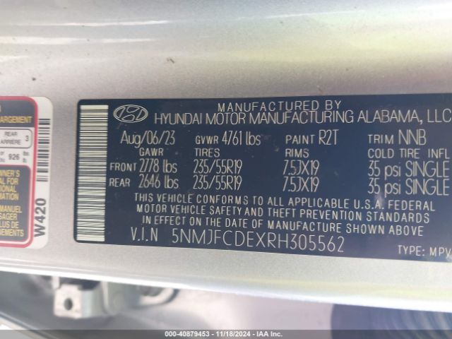 Photo 8 VIN: 5NMJFCDEXRH305562 - HYUNDAI TUCSON 