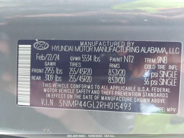 Photo 8 VIN: 5NMP44GL2RH015493 - HYUNDAI SANTA FE 