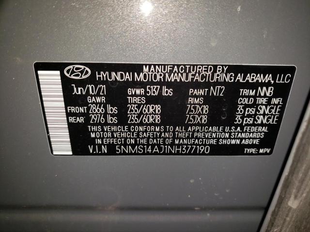 Photo 9 VIN: 5NMS14AJ1NH377190 - HYUNDAI SANTA FE S 