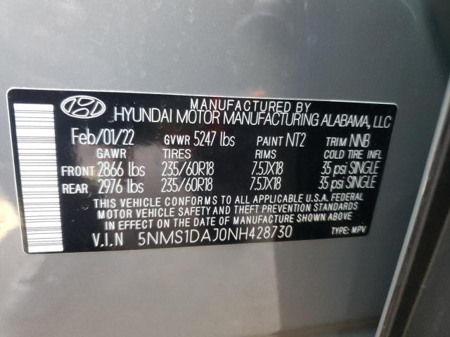 Photo 9 VIN: 5NMS1DAJ0NH428730 - HYUNDAI SANTA FE S 