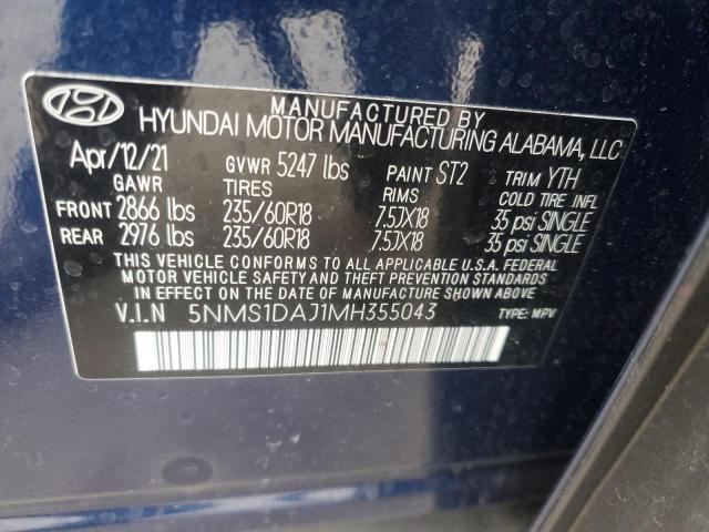 Photo 12 VIN: 5NMS1DAJ1MH355043 - HYUNDAI SANTA FE S 