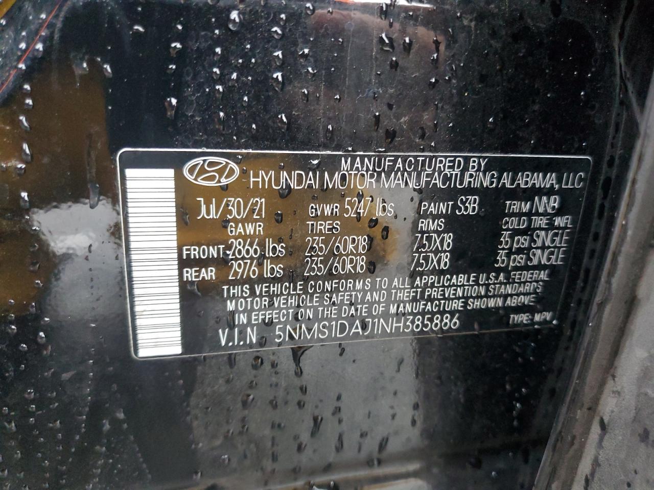 Photo 11 VIN: 5NMS1DAJ1NH385886 - HYUNDAI SANTA FE 