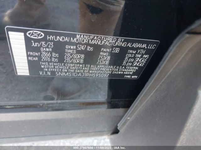 Photo 8 VIN: 5NMS1DAJ1PH595097 - HYUNDAI SANTA FE 