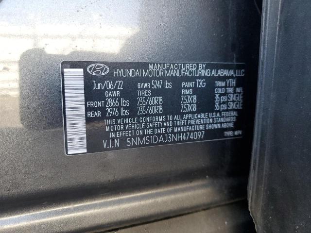 Photo 11 VIN: 5NMS1DAJ3NH474097 - HYUNDAI SANTA FE 