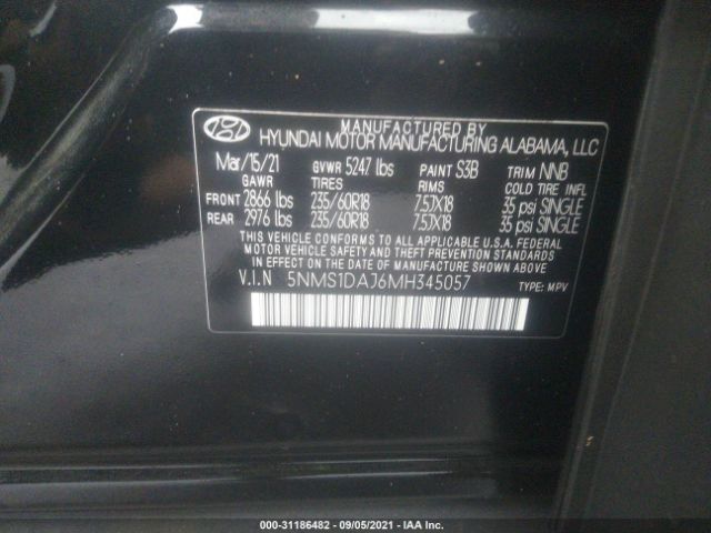 Photo 8 VIN: 5NMS1DAJ6MH345057 - HYUNDAI SANTA FE 