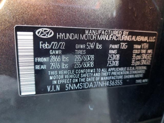 Photo 12 VIN: 5NMS1DAJ7NH436355 - HYUNDAI SANTA FE 