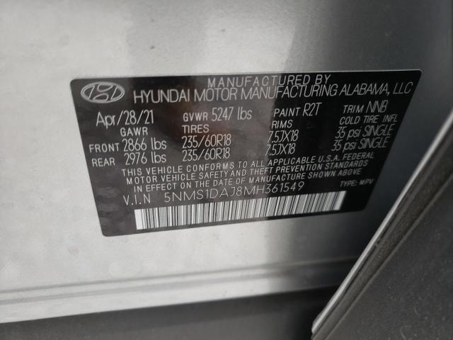 Photo 9 VIN: 5NMS1DAJ8MH361549 - HYUNDAI SANTA FE S 