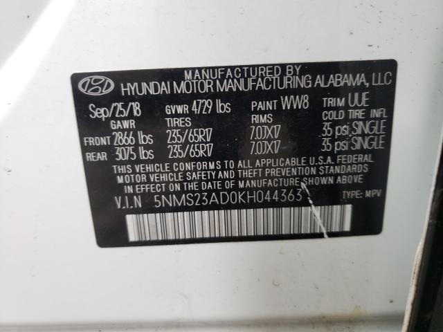 Photo 9 VIN: 5NMS23AD0KH044363 - HYUNDAI SANTA FE S 