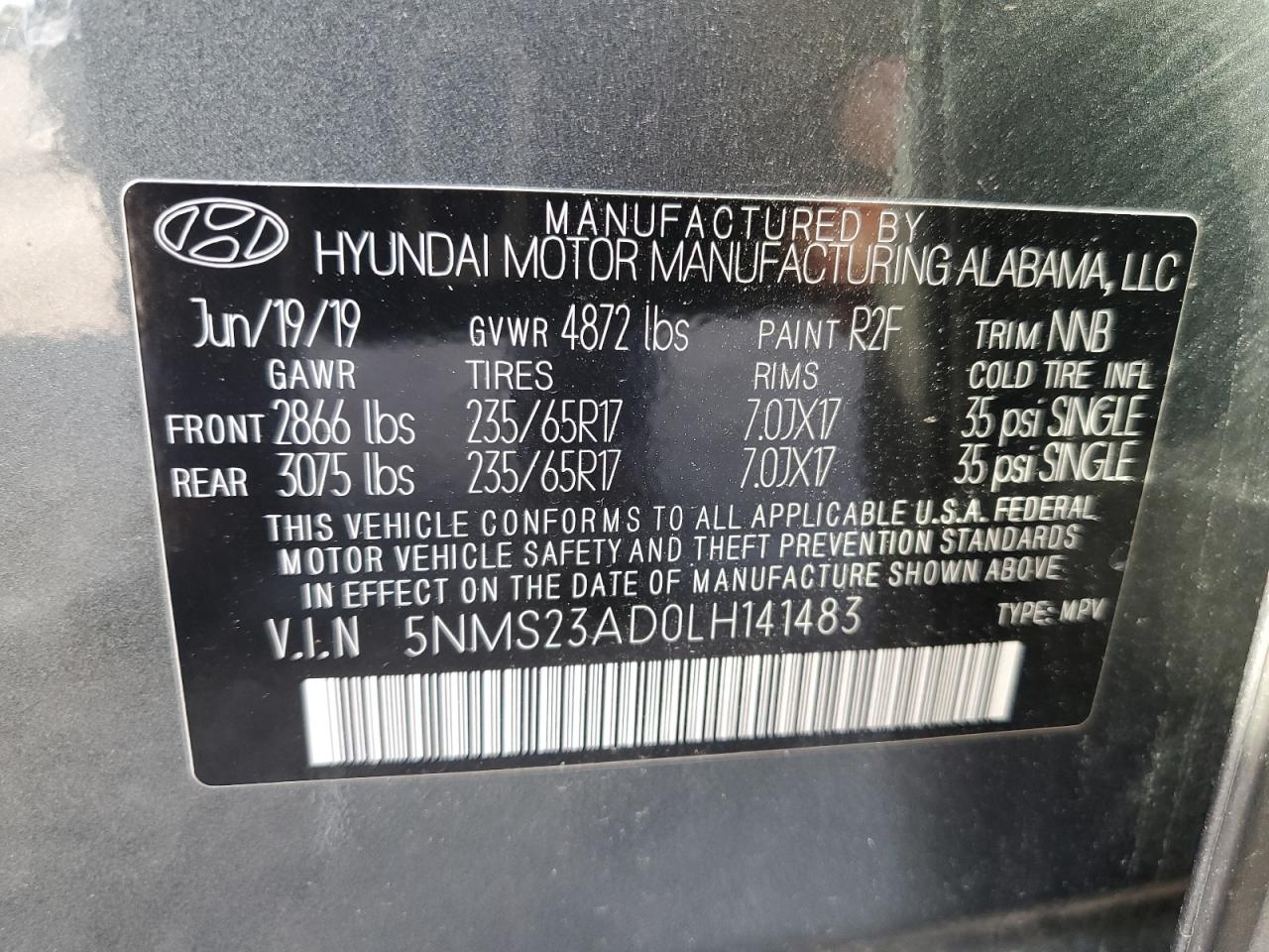 Photo 11 VIN: 5NMS23AD0LH141483 - HYUNDAI SANTA FE 