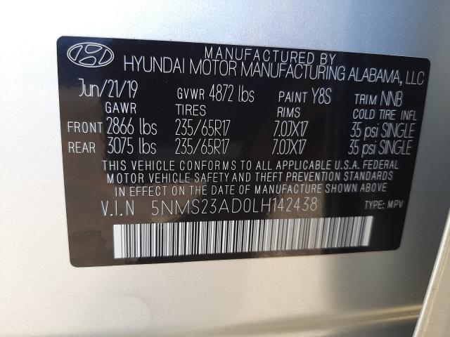 Photo 9 VIN: 5NMS23AD0LH142438 - HYUNDAI SANTA FE S 