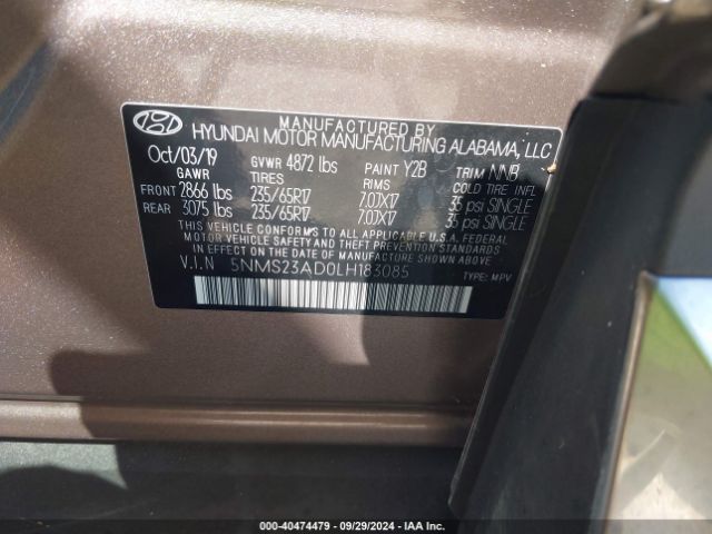 Photo 8 VIN: 5NMS23AD0LH183085 - HYUNDAI SANTA FE 