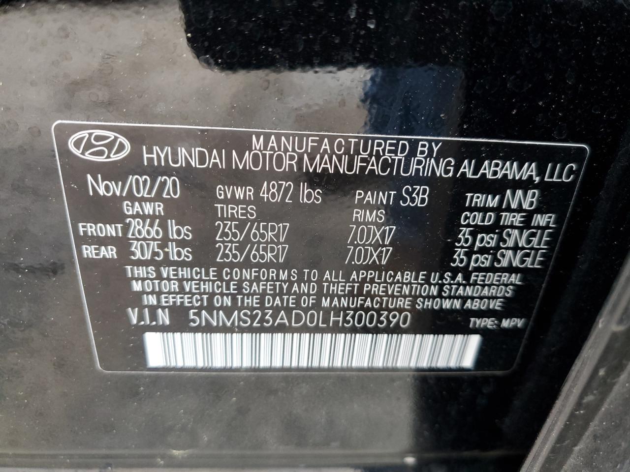 Photo 12 VIN: 5NMS23AD0LH300390 - HYUNDAI SANTA FE 