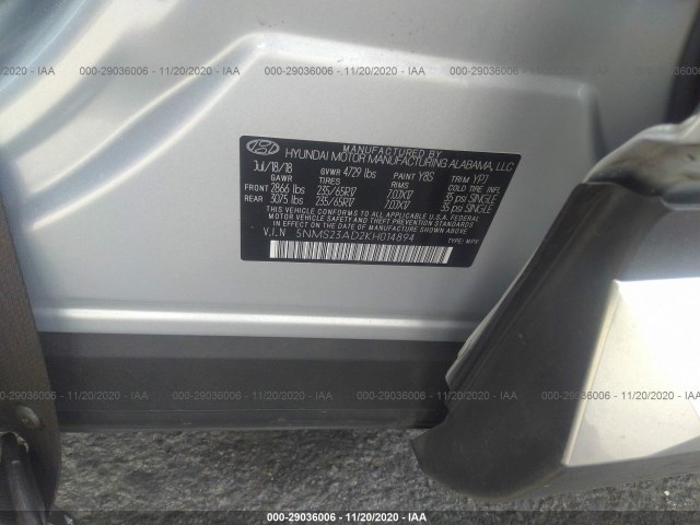 Photo 8 VIN: 5NMS23AD2KH014894 - HYUNDAI SANTA FE 