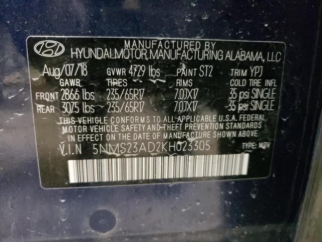 Photo 12 VIN: 5NMS23AD2KH023305 - HYUNDAI SANTA FE S 