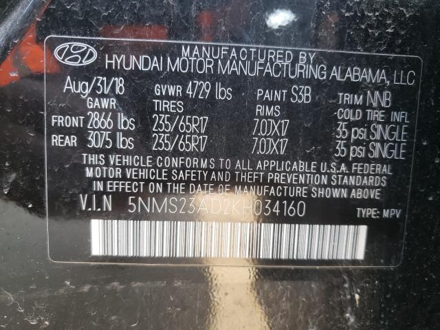 Photo 9 VIN: 5NMS23AD2KH034160 - HYUNDAI SANTA FE S 