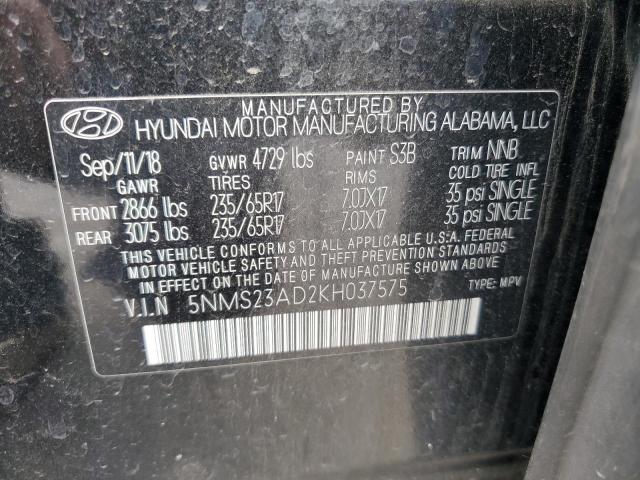 Photo 12 VIN: 5NMS23AD2KH037575 - HYUNDAI SANTA FE 