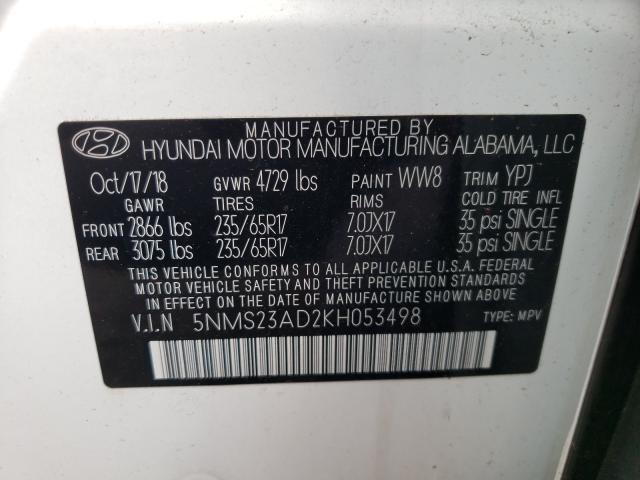 Photo 9 VIN: 5NMS23AD2KH053498 - HYUNDAI SANTA FE S 