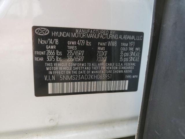 Photo 12 VIN: 5NMS23AD2KH063951 - HYUNDAI SANTA FE 