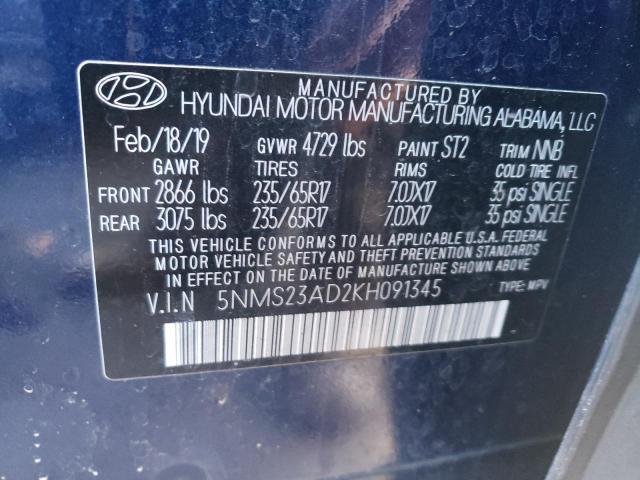 Photo 9 VIN: 5NMS23AD2KH091345 - HYUNDAI SANTA FE S 