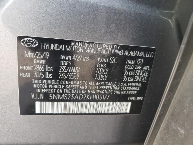 Photo 9 VIN: 5NMS23AD2KH105177 - HYUNDAI SANTA FE S 