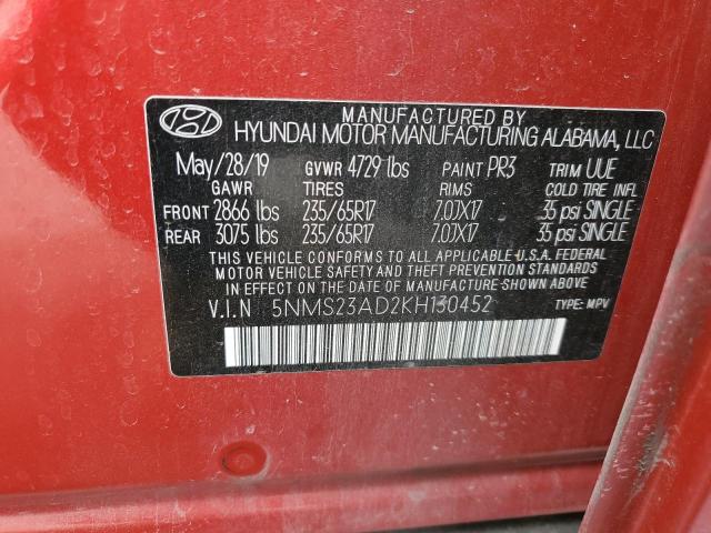 Photo 12 VIN: 5NMS23AD2KH130452 - HYUNDAI SANTA FE 