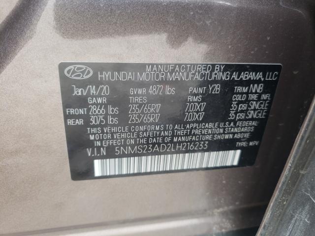 Photo 9 VIN: 5NMS23AD2LH216233 - HYUNDAI SANTA FE S 