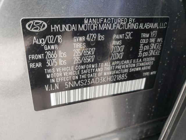 Photo 9 VIN: 5NMS23AD3KH021885 - HYUNDAI SANTA FE S 