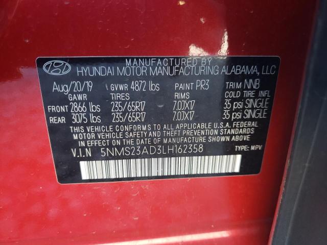 Photo 12 VIN: 5NMS23AD3LH162358 - HYUNDAI SANTA FE S 