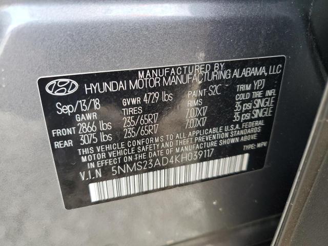 Photo 12 VIN: 5NMS23AD4KH039117 - HYUNDAI SANTA FE S 