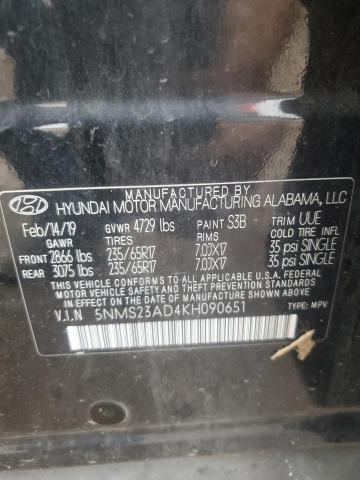 Photo 12 VIN: 5NMS23AD4KH090651 - HYUNDAI SANTA FE S 