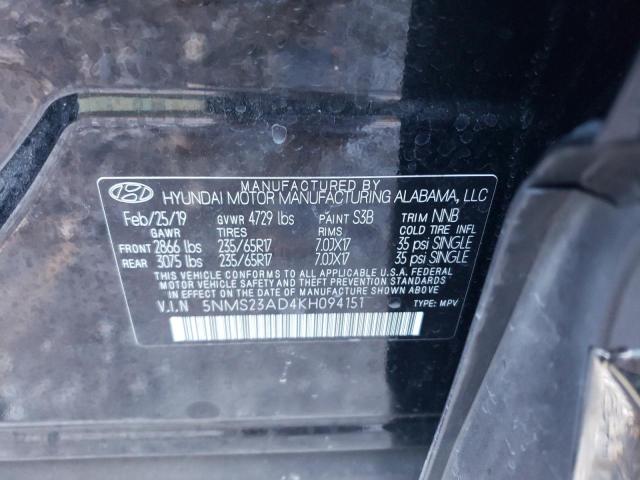 Photo 12 VIN: 5NMS23AD4KH094151 - HYUNDAI SANTA FE S 