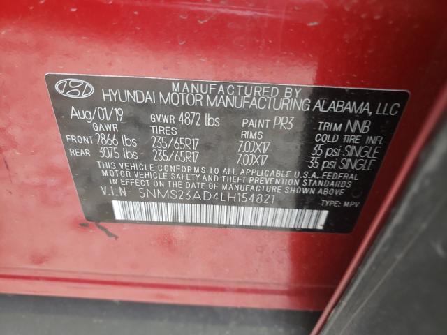 Photo 9 VIN: 5NMS23AD4LH154821 - HYUNDAI SANTA FE S 