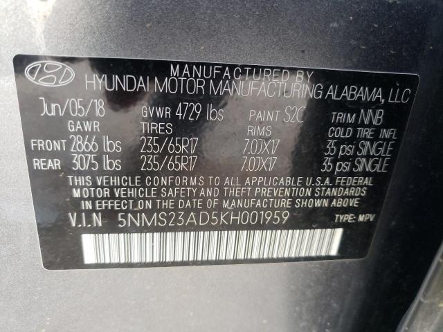 Photo 9 VIN: 5NMS23AD5KH001959 - HYUNDAI SANTA FE S 