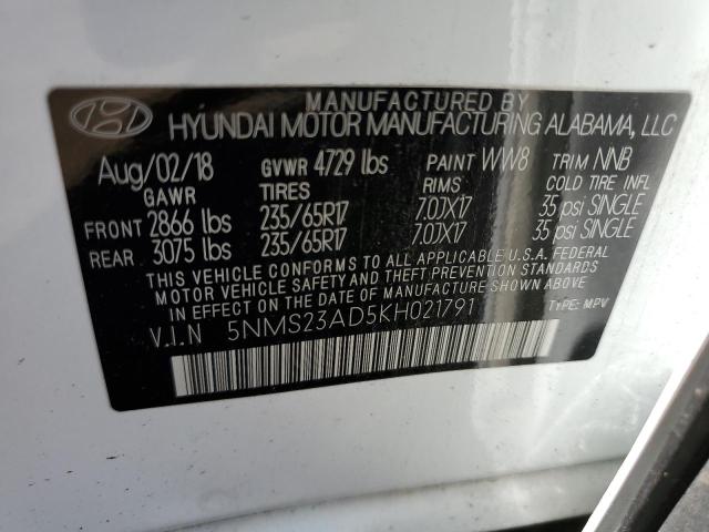 Photo 12 VIN: 5NMS23AD5KH021791 - HYUNDAI SANTA FE S 